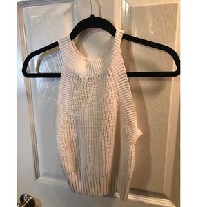 Chloe and Katie white knit crop top